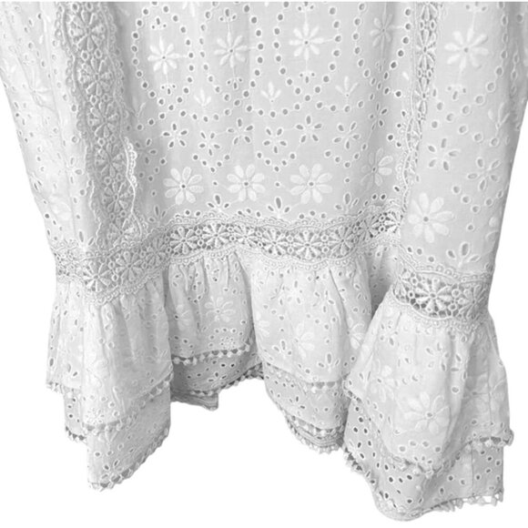 Charo Ruiz Nawa Crochet Lace Trim Square Neck Cotton Mini Dress, White, XS - Picture 7 of 15